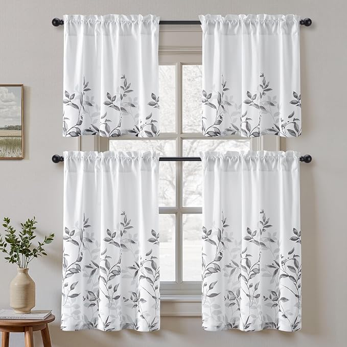 HOMEIDEAS Kitchen Curtains, Short Non-See-Through Privacy 30X24 Inch Length - Image 2