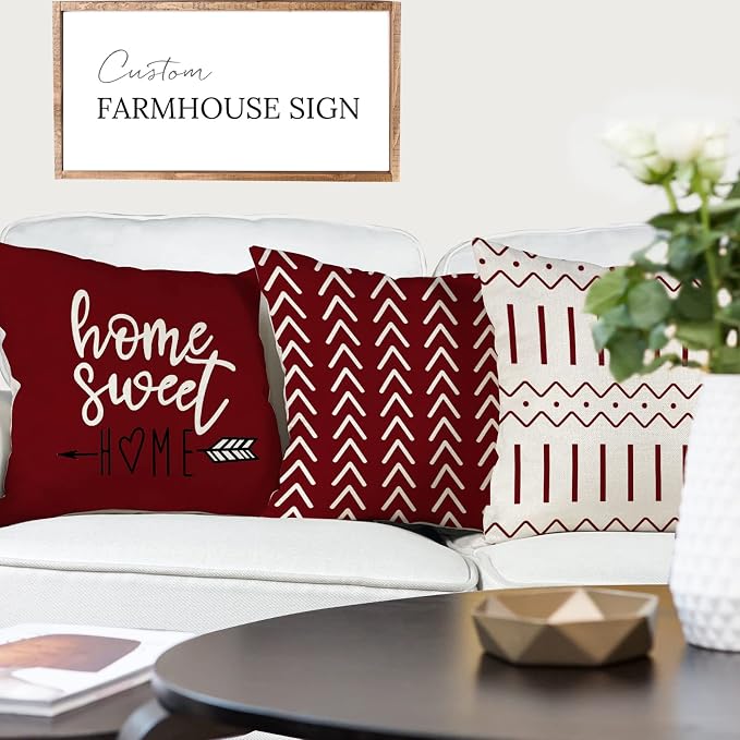 YCOLL Christmas Pillow Covers 20x20 Set of 4, Modern Sofa Throw Pillow Cover - Image 4