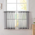 Simplebrand Grey Tier Curtains for Kitchen 24 Inches Long 2 PaSet, Rod Pocket by Simplebrand
