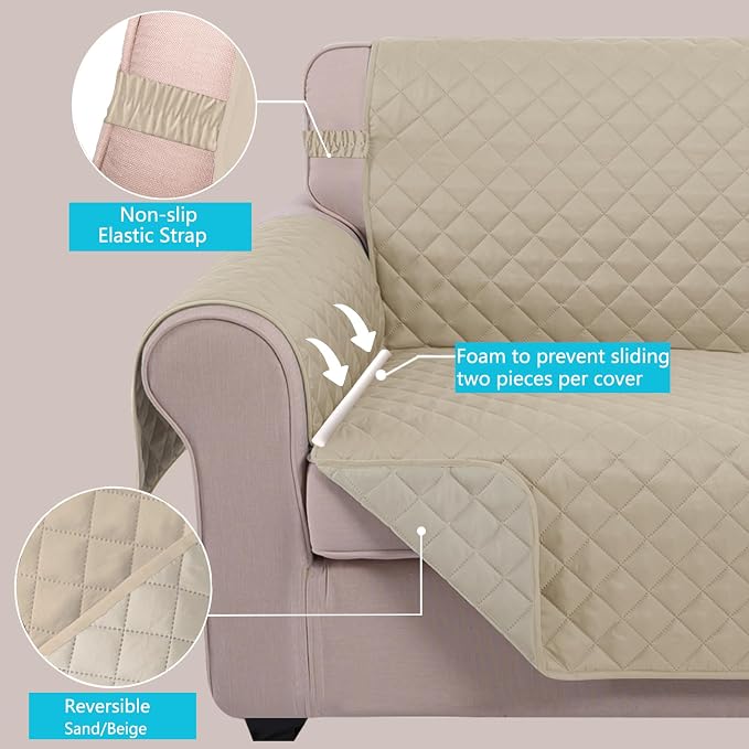 U-NICE HOME Reversible Oversized Chair Covers Quilted Water Repellent Pet - Image 3