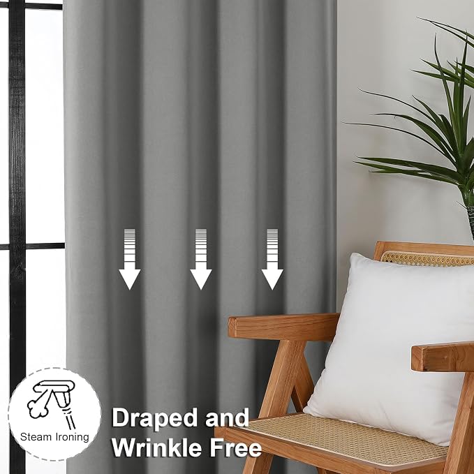 Simplebrand Light Grey Blackout Curtains - Image 7