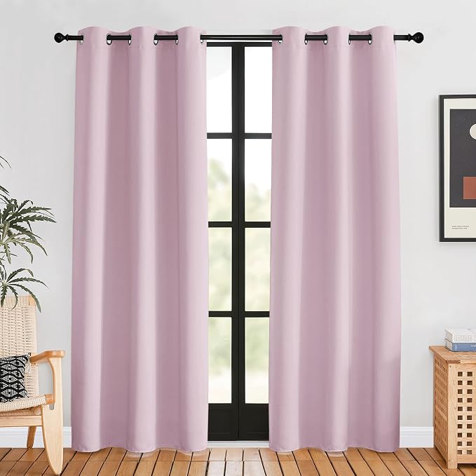 NICETOWN Blackout Window Curtains 80 inch Long, 2 Panels, 34 inch, Baby Pink by NICETOWN