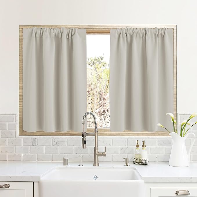 RYB HOME Half Curtain Tiers 36 inch Length, Rod Pocket Summer Heat Blocking by RYBHOME