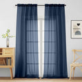 Navy Blue Sheer Curtains for Window 96 Inches Long 2 Panels, Soft Airy Light by Home