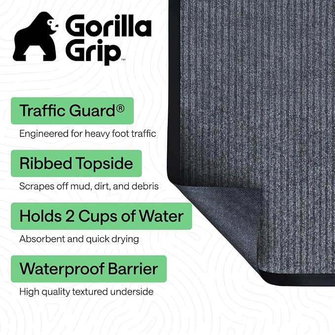 GORILLA GRIP Waterproof Traffic Guard Door Mat, Indoor Outdoor Heavy Duty - Image 2