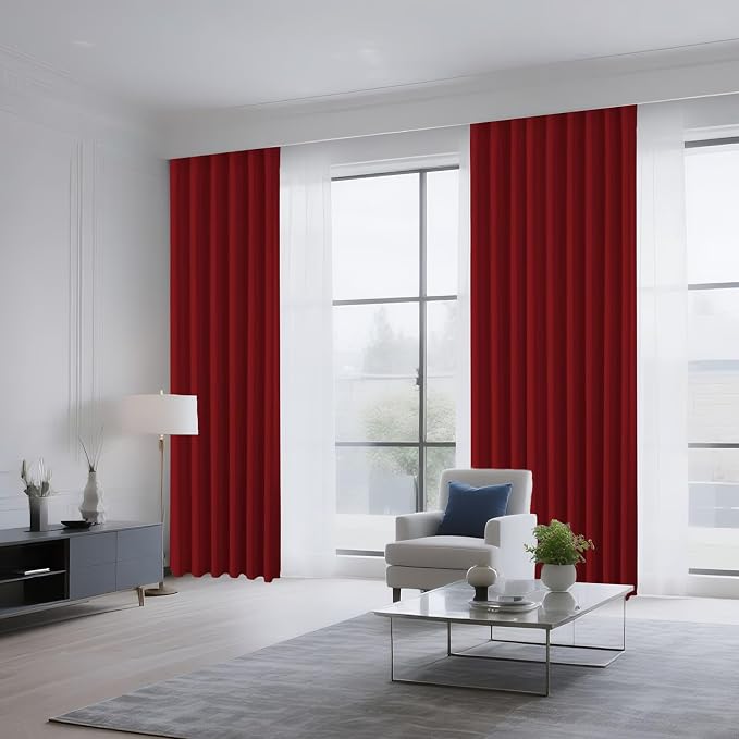 CUCRAF Red Blackout Curtains 96 inch Length 2 Panels Set, Rod Pocket Room - Image 8