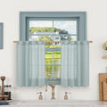 LAMIT Light Filtering Linen Curtains 24 Inch Length 2 Panels, Semi Sheer Window by LAMIT
