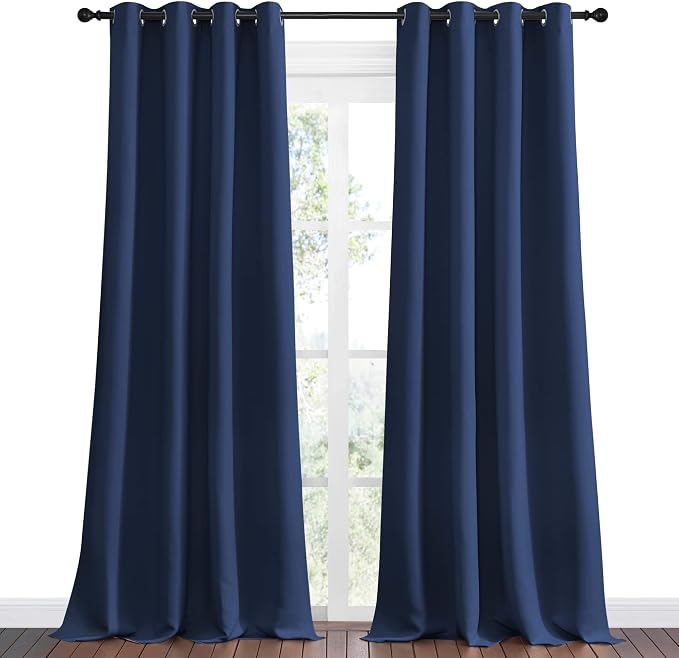 NICETOWN Navy Blackout Curtains 108" Long - Image 2