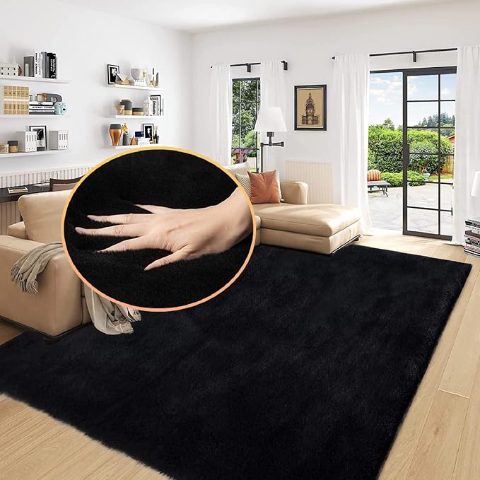 ORINOVA Black Washable Area Rugs 6x9 Rugs by ORINOVA
