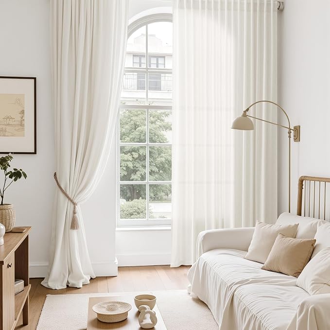 Nanspring Neutral Linen Curtains 102 Inches Long - Image 6