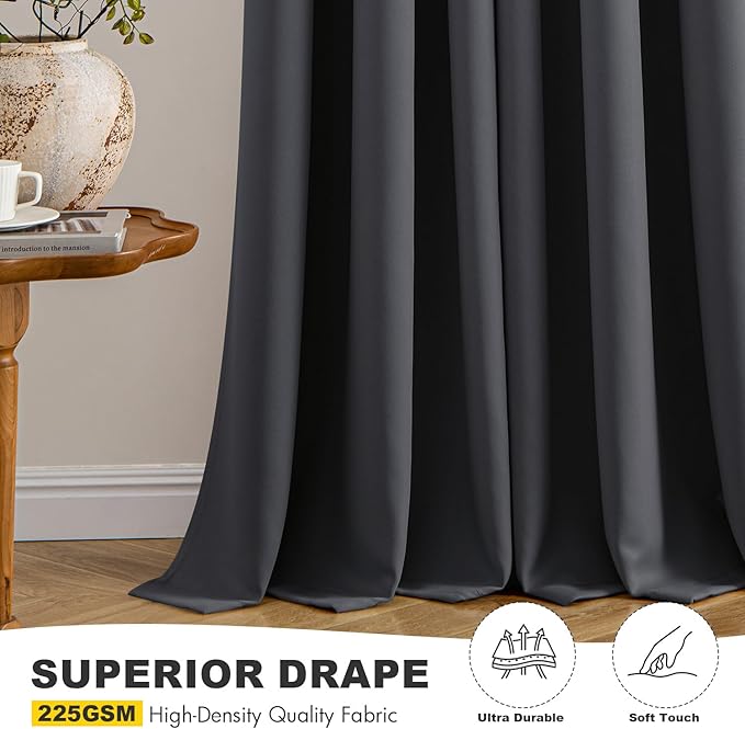 MIULEE Dark Grey Blackout Curtains - Image 5