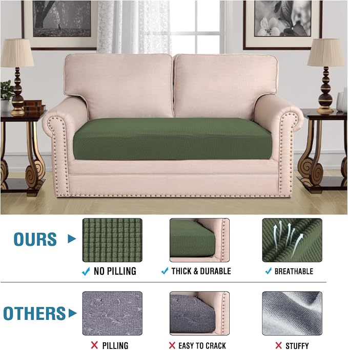 H.VERSAILTEX Super Stretch Individual Seat Cushion Covers Sofa Covers Couch - Image 2
