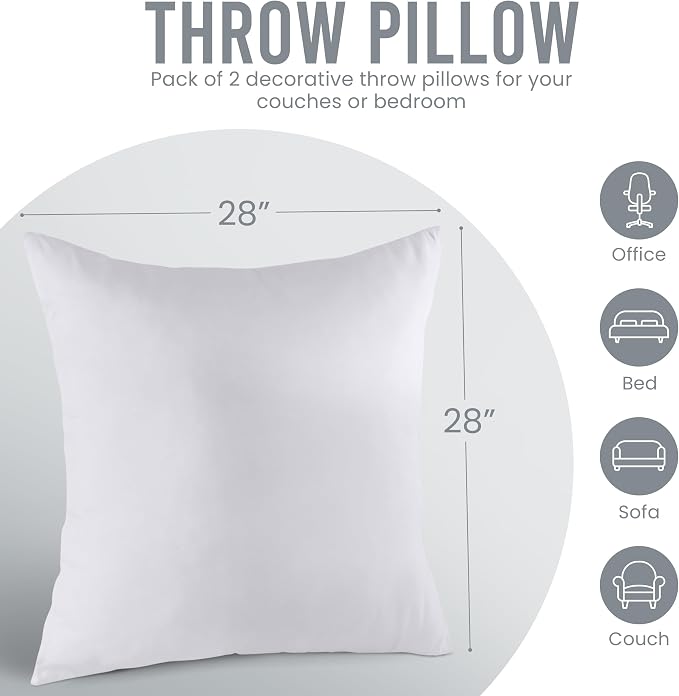 Utopia Bedding 28x28 Pillow Inserts, Sofa & Couch – Soft, Supportive & Fluffy - Image 7