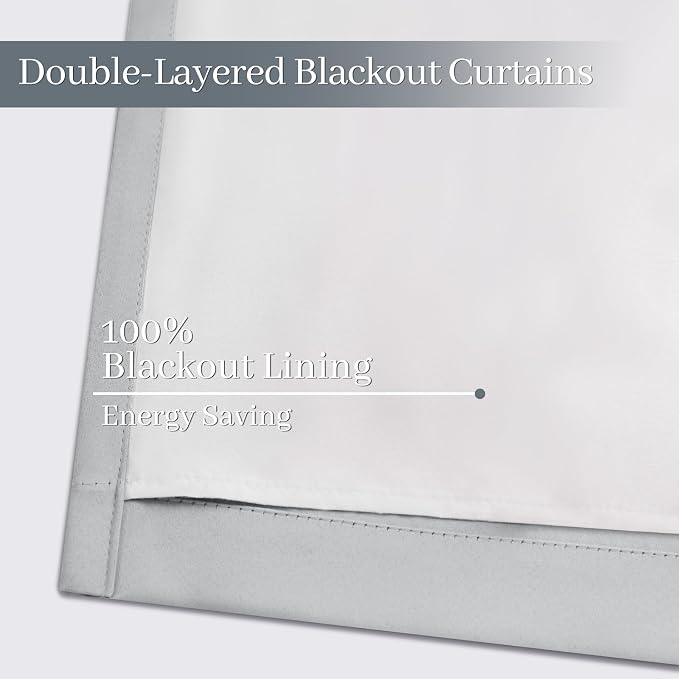 Yakamok Light Grey Room Darkening 100% Blackout Curtains Grommet Extra Wide - Image 5