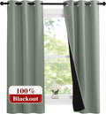 NICETOWN Greyish Green 100% Blackout Lined Curtains, 2 Thick Layers Narrow Wide by NICETOWN
