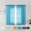 Lecloud Turquoise Sheer Curtains 54 Inch Length 2 Panels, Light Filtering Voile by Lecloud