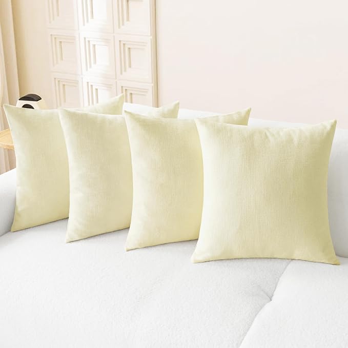 CaliTime Throw Pillow Covers Decorative 18 X 18 Inches Pack of 4 Cozy Chenille by CaliTime