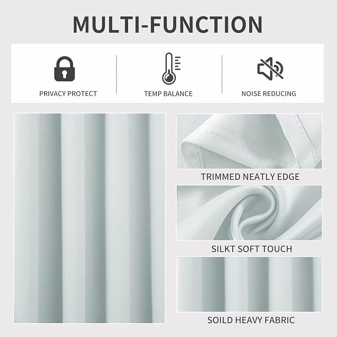 Joydeco Greyish White Custom Solid Single Blackout Curtain - Image 4