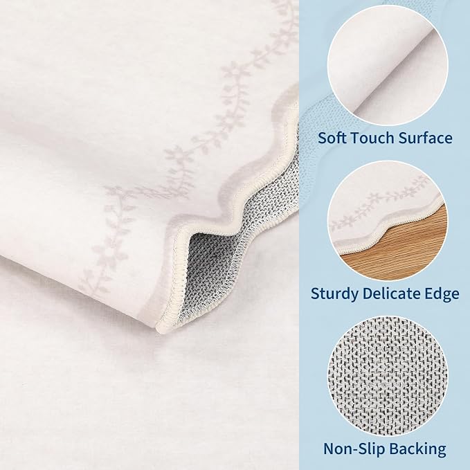 GarveeHome Round Rugs 6ft Scalloped Washable Circle Rug - Image 4