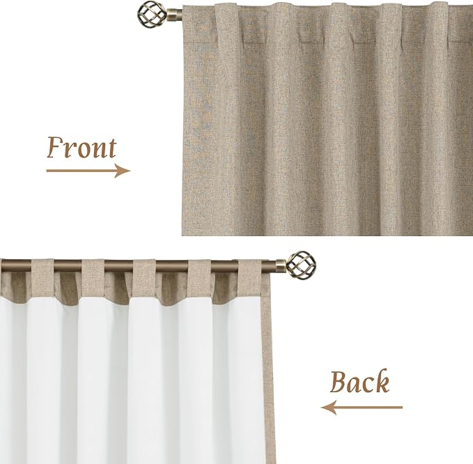 45 Inch Natural 100% Blackout Linen Curtains - Image 8