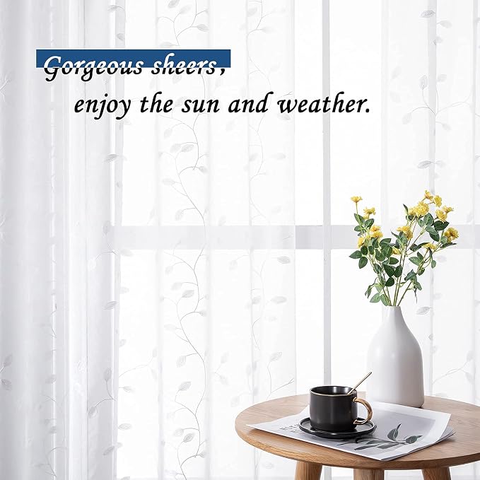 MRTREES Sheer Valance Curtain, 2 Panels Christmas Sheer Curtains Valances Rod - Image 4