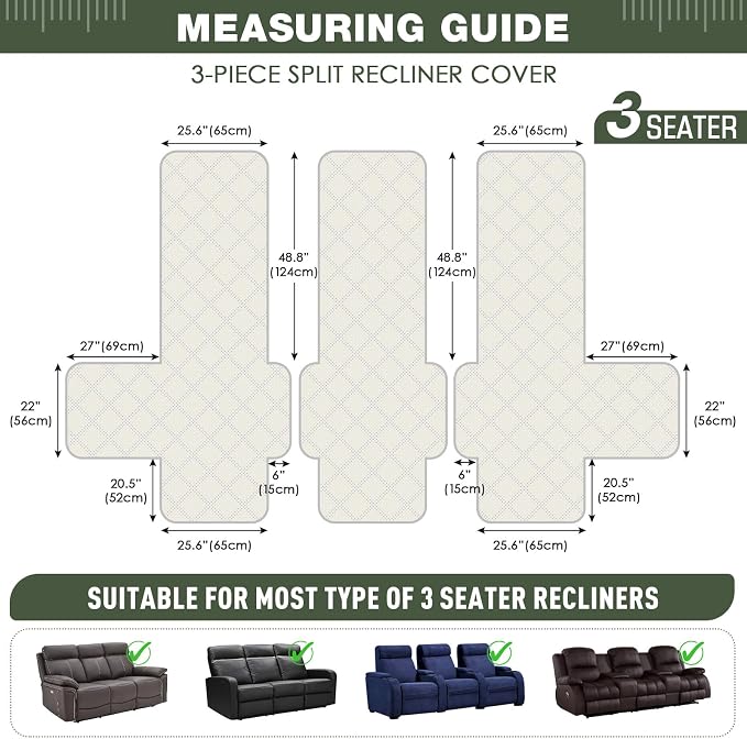 TAOCOCO 100% Waterproof Recliner Sofa Cover, Non Slip Split Couch Covers - Image 2