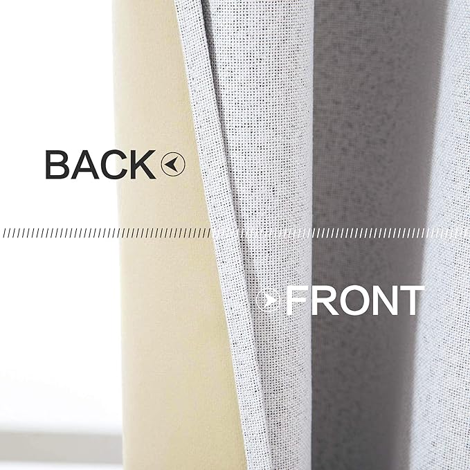 MIULEE Linen Texture Curtains for Bedroom Solid 100% Blackout Thermal Insulated - Image 5