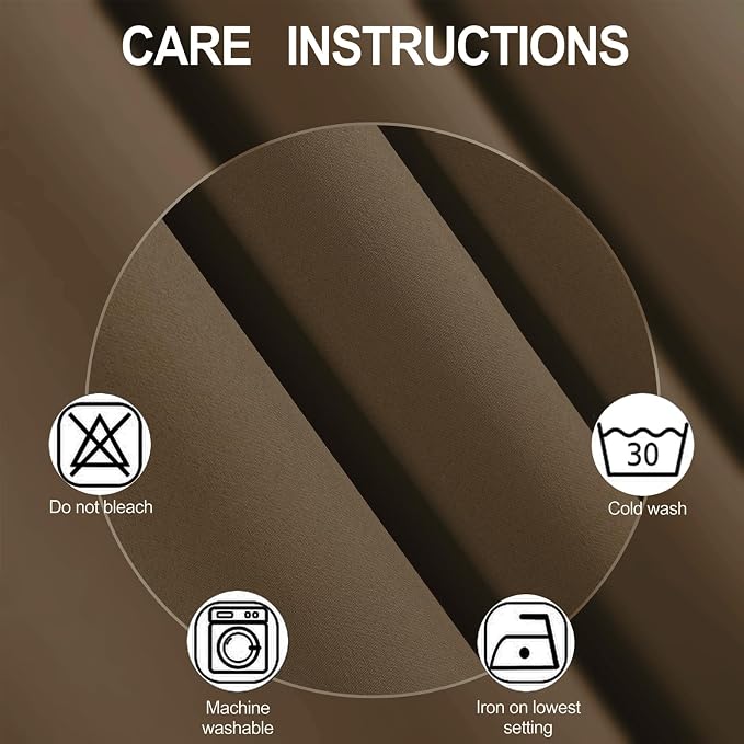 LEMOMO Blackout Curtains 66 x 95 inch/Brown Curtains Set of 2 Panels/Thermal - Image 4