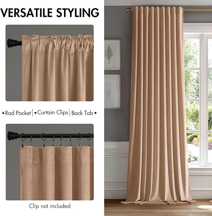 MIULEE Blush Beige Velvet Curtains 84 inches - Image 2