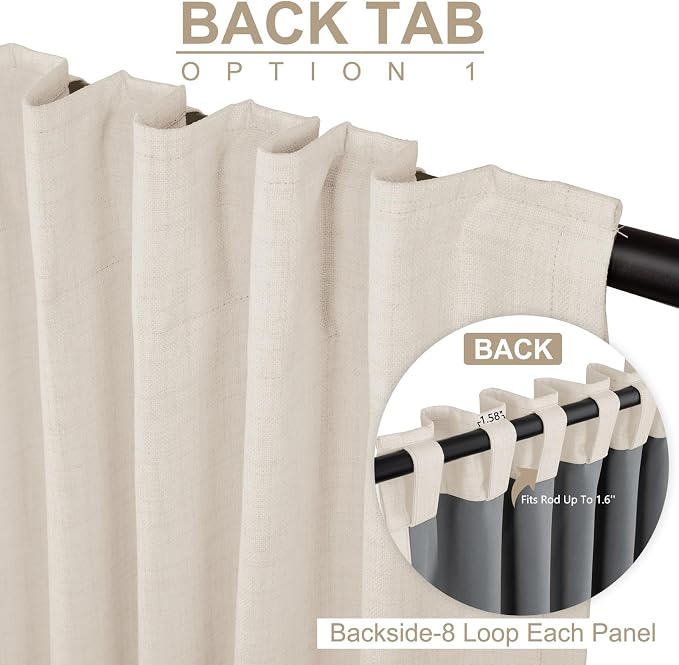 100% Blackout Shield Linen Blackout Curtains - Image 3