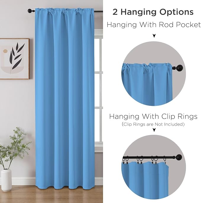 CUCRAF Light Blue Blackout Curtains 84 inch Length 2 Panels Set, Rod Pocket - Image 3