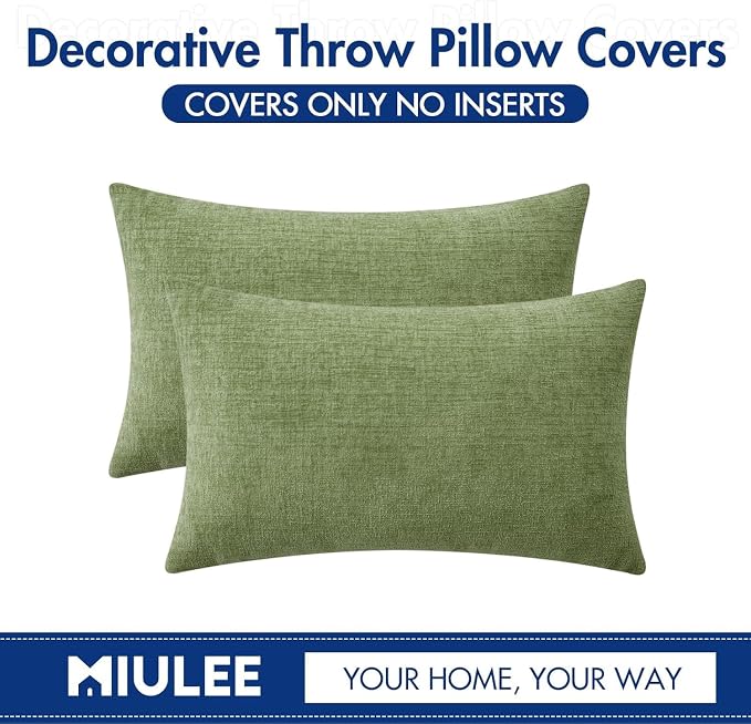 MIULEE Pack of 2 Couch Throw Pillow Covers 14x24 Inch Spring Soft Sage Green - Image 6