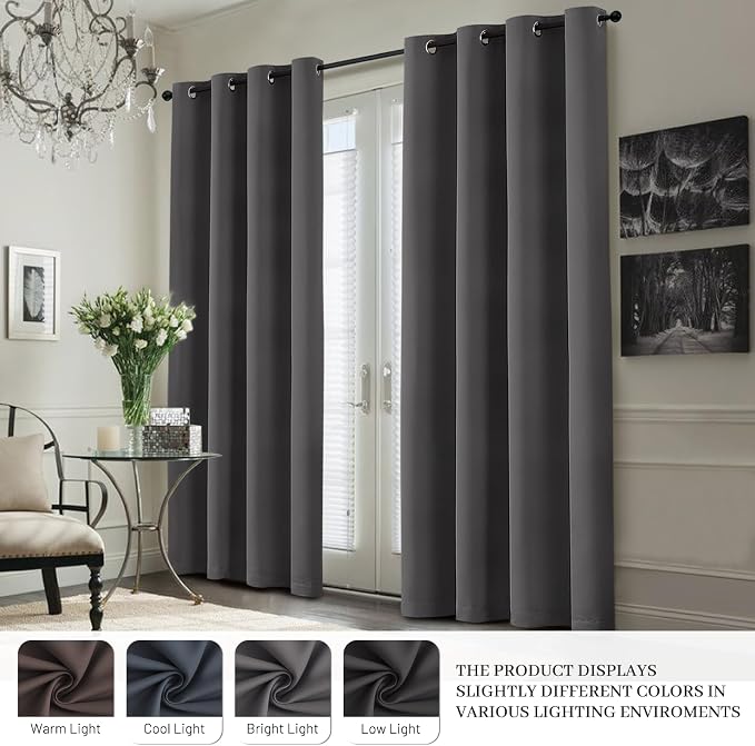 Yakamok 100% Blackout Curtain Panels 84 inches Cold and Light Blocking Drapes - Image 7