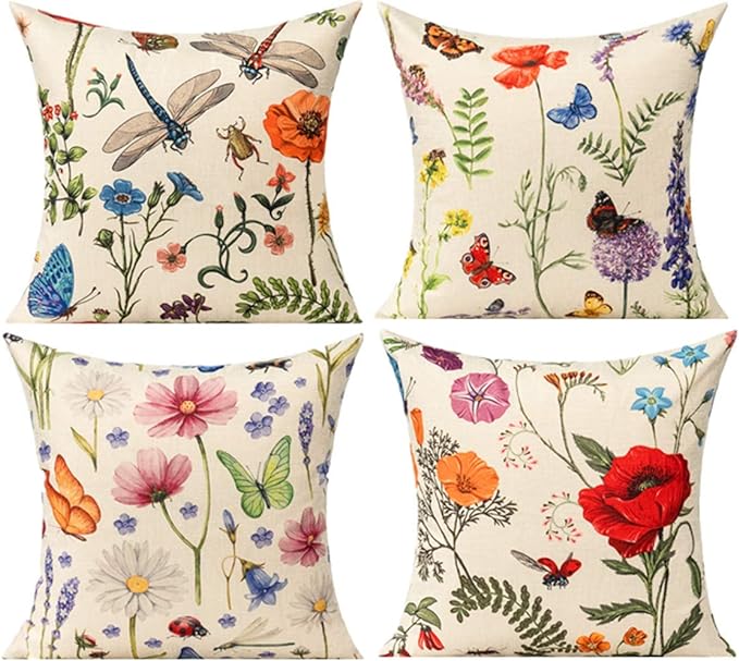 All Smiles Outdoor Patio Throw Pillow Covers 20x20 Set of 4 Spring Summer by AllSmiles