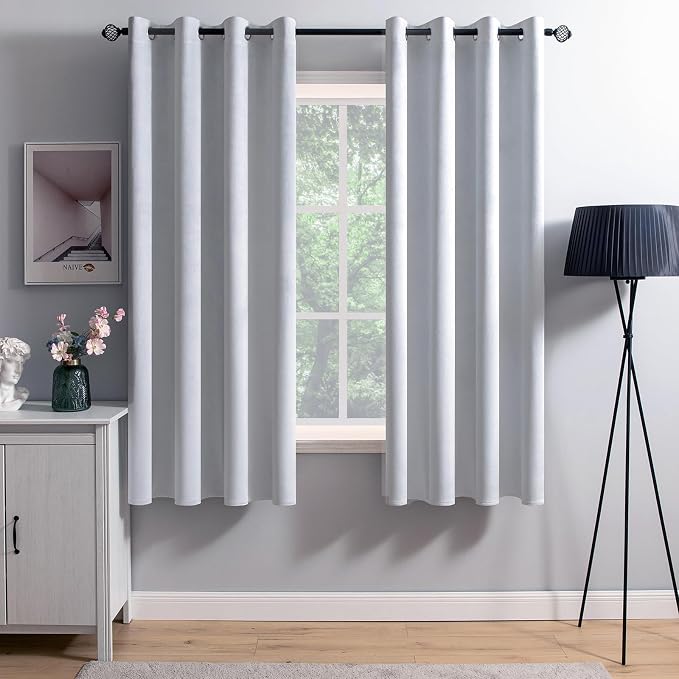 MIULEE 2 Pieces Greyish White Velvet Curtains Exquisite & Elegant Grommet by MIULEE