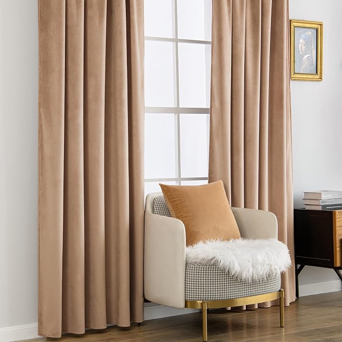 MIULEE Blush Beige Velvet Curtains 84 inches - Image 7