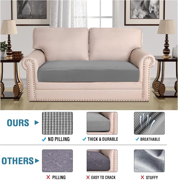 H.VERSAILTEX Super Stretch Individual Seat Cushion Covers Sofa Covers Couch - Image 2