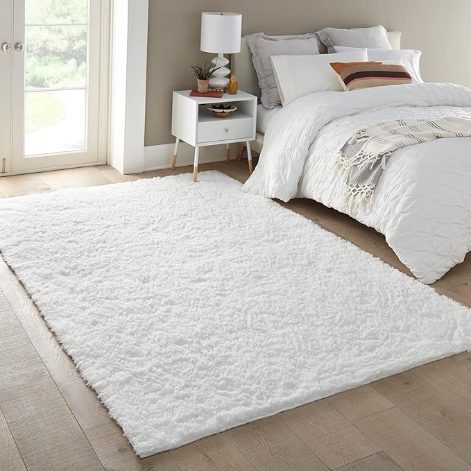 Ophanie 6x9 White Rugs for Living Room, Large Fluffy Shag Fuzzy Plush Soft - Image 3