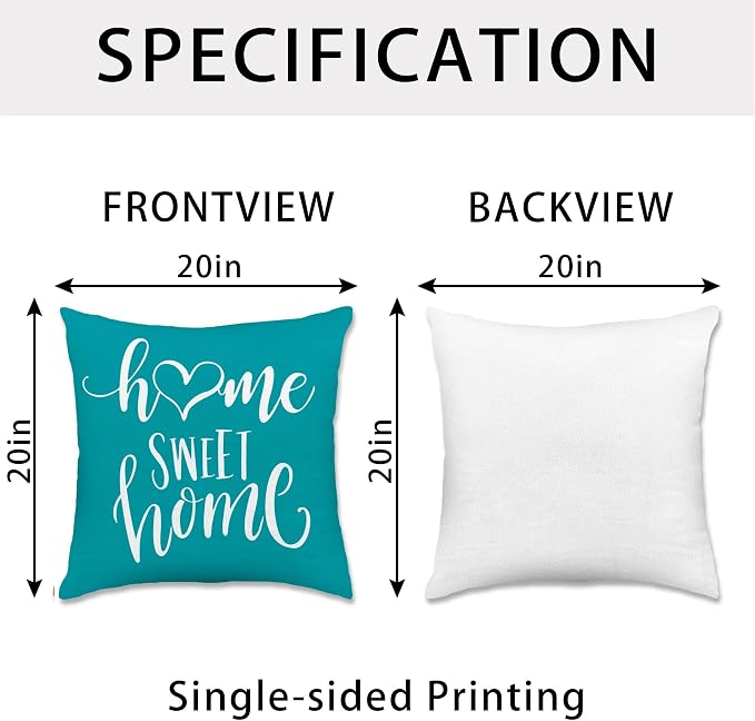 Hexagram Geometric Teal Pillow Covers 20x20 Set of 4, Decorative Outdoor Boho - Image 4