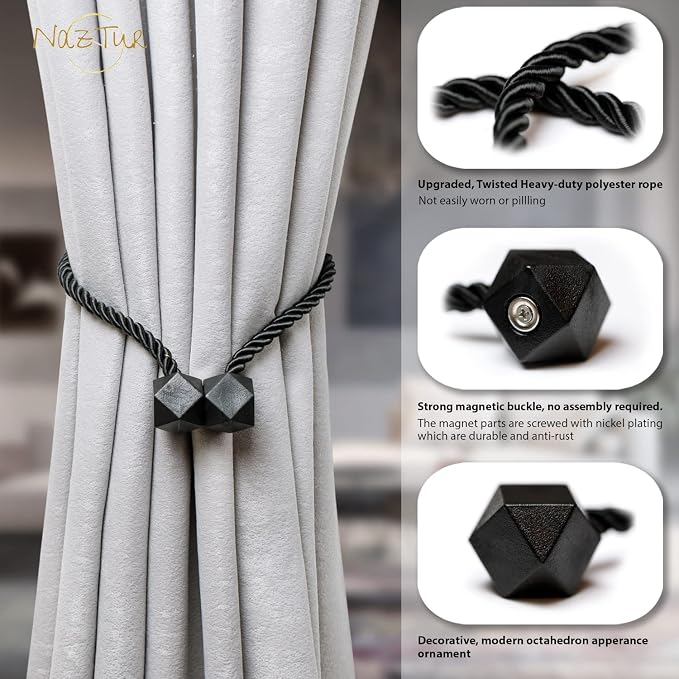 NazTur Magnetic Curtain Tiebacks- Upgrade 2022 - Image 2