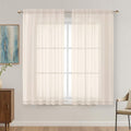 OVZME Cream Sheer Curtains 63 Inches Long 2 Panels Set, Light Filtering Sheer by OVZME