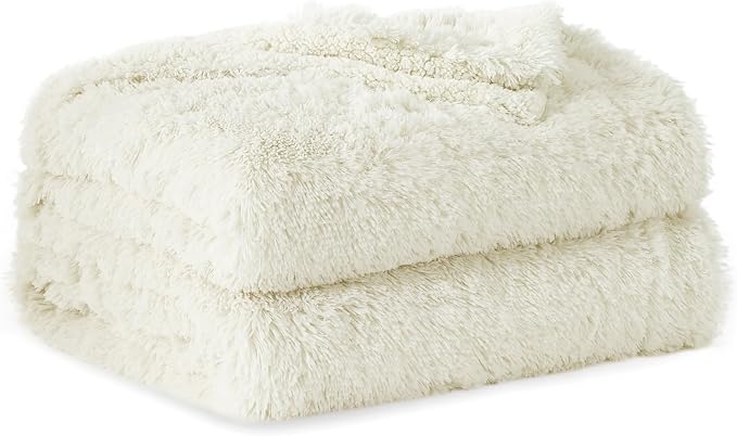 Bedsure GentleSoft Fluffy Cream Blankets Queen Size - Image 8