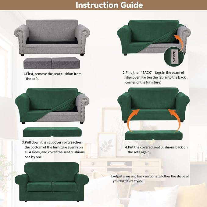 WEERRW Velvet Couch Covers for 2 Cushion Couch Sofa - Image 6