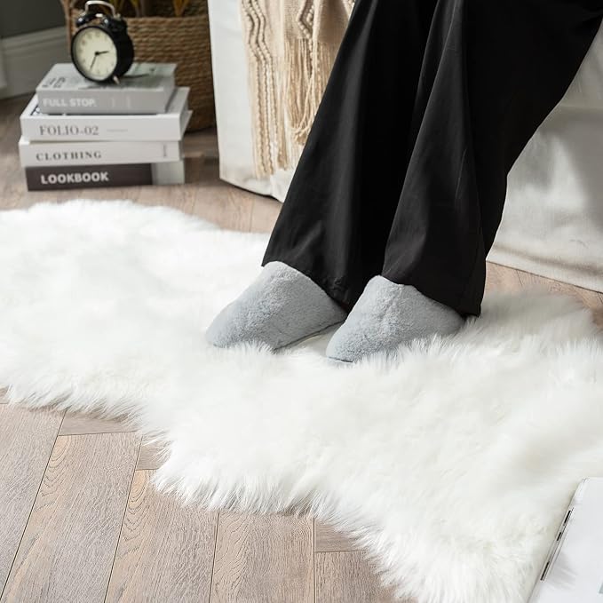 MIULEE Luxury Super Soft Fluffy Area Rug Faux Fur Sheepskin Rug Decorative - Image 5
