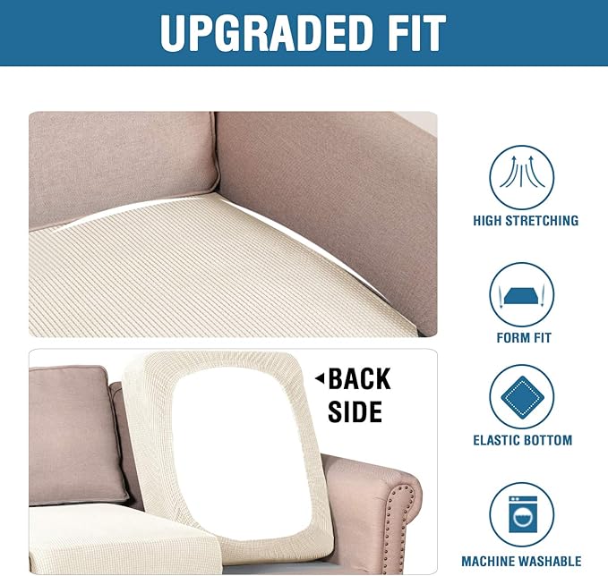 H.VERSAILTEX Super Stretch Individual Seat Sofa Covers Couch Slipcover Sets - Image 6