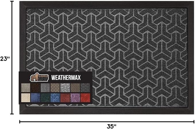 GORILLA GRIP 100% Waterproof All-Season WeatherMAX Doormat 35x23, US Designed - Image 2