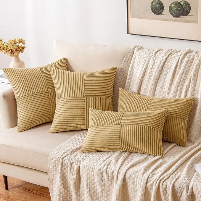 MIULEE Khaki Decorative Euro Sham Pillow Covers 24x24 Inch - Image 4