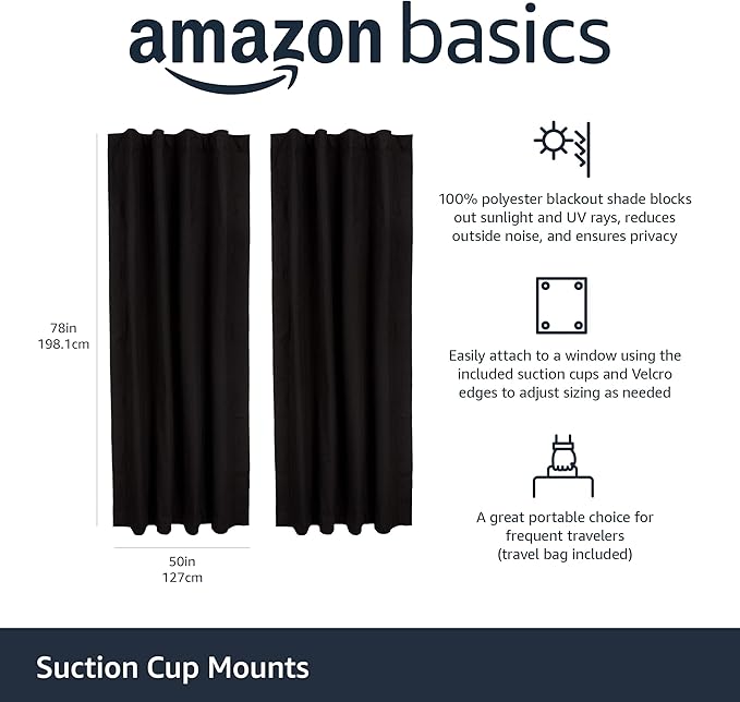 Amazon Basics Portable Energy Saving Noise Reducing Blackout Curtain Shade - Image 2