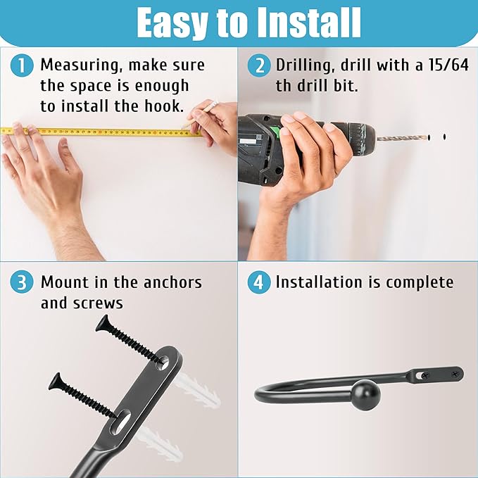 VRSS Wall Mount Curtain Tiebacks Drapery Holdbacks Curtain Holdback Hooks 6" L - Image 6