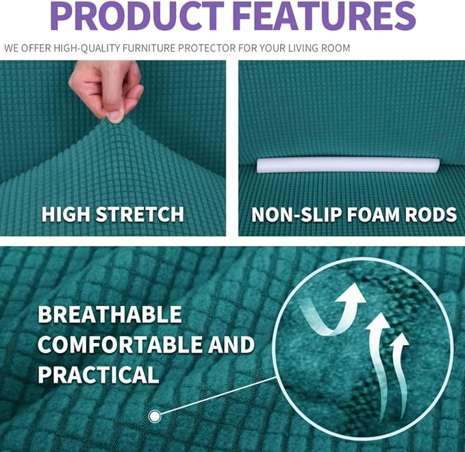 ZNSAYOTX Super Stretch Couch Cover Love Seat Sofa Covers - Image 4